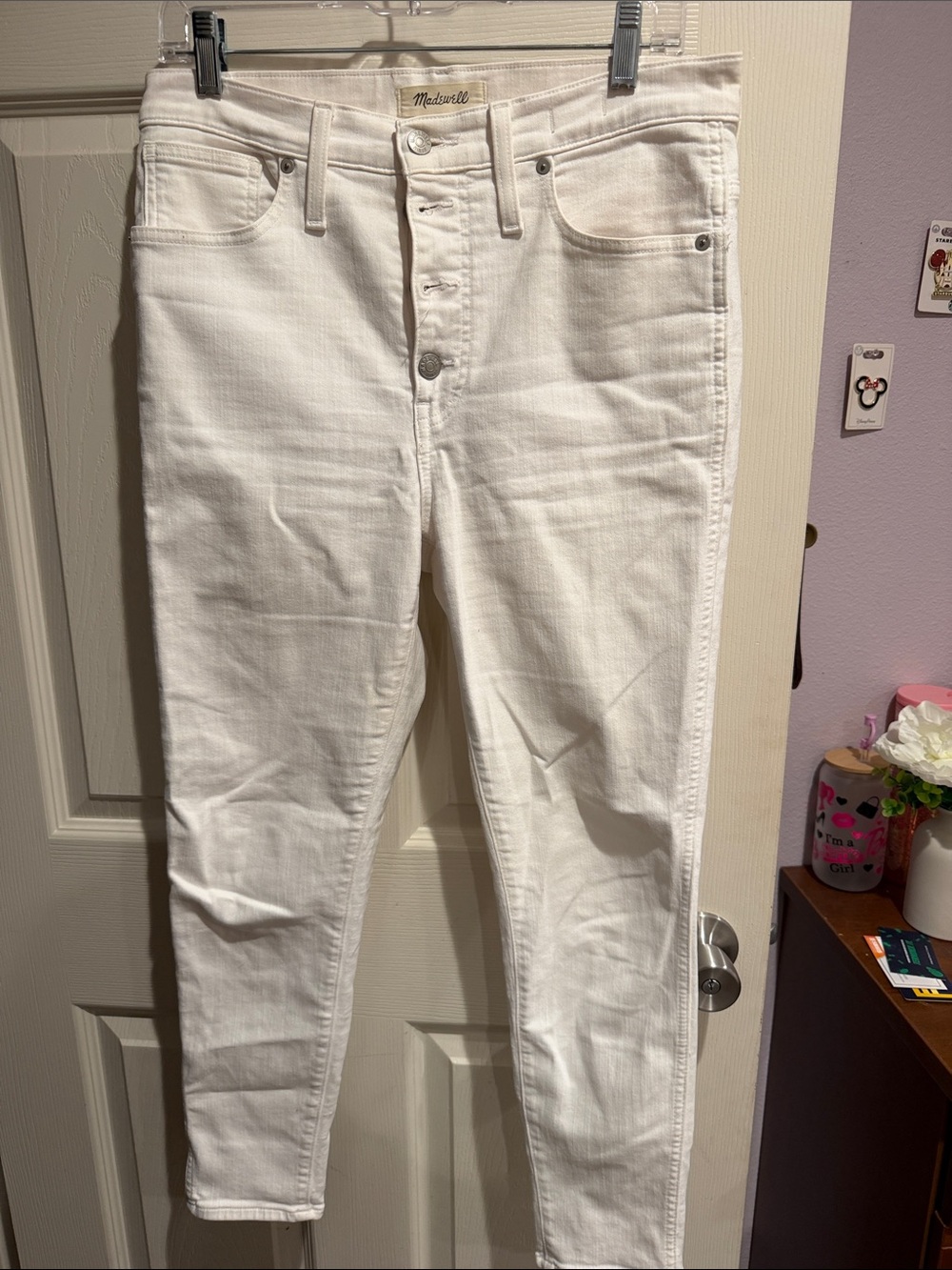 Madewell White High-Rise Skinny Jeans with Button Fly